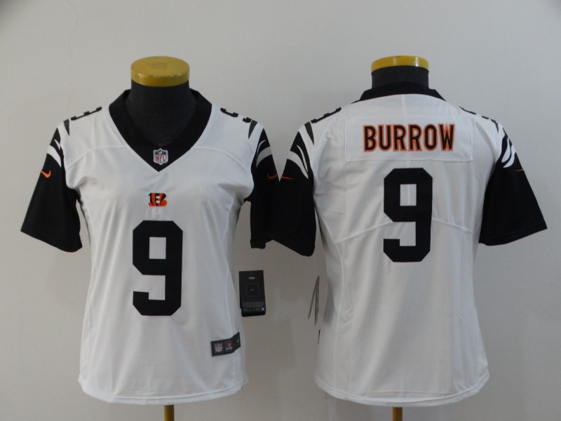 Women Cincinnati Bengals #9 Burrow white Nike Vapor Untouchable Stitched Limited NFL Jerseys->youth nfl jersey->Youth Jersey